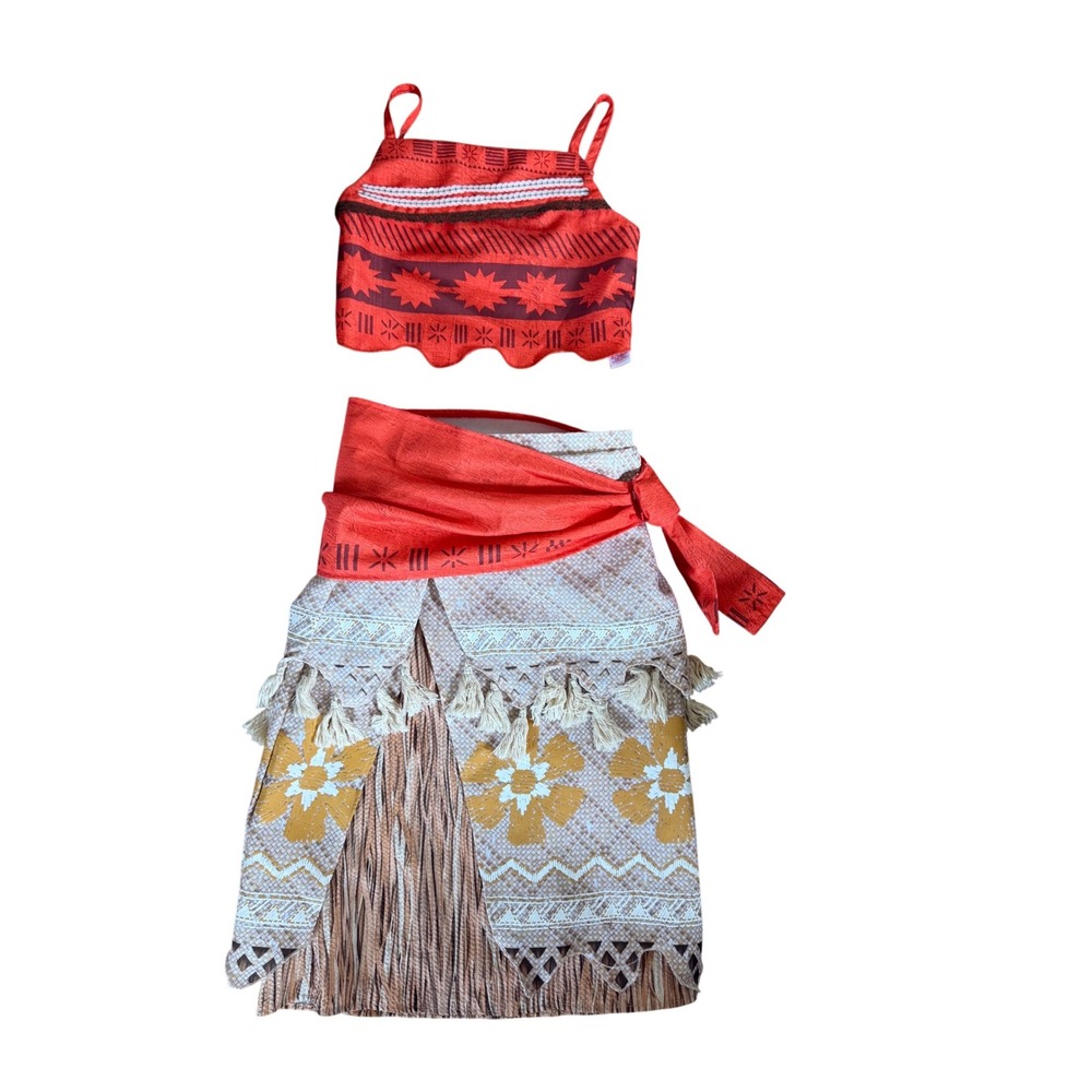 Disney Store Moana Costume Girls Size 9/10 Two Piece Dress Up Outfit